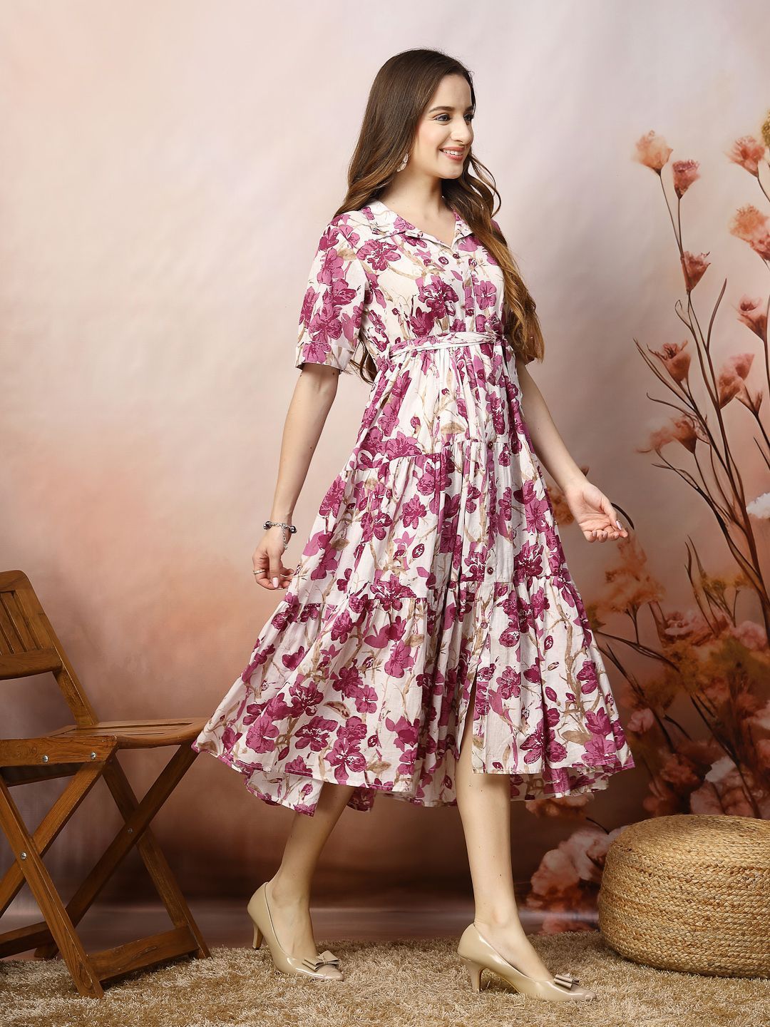 Floral Print Fit & Flare Maxi Dress 3