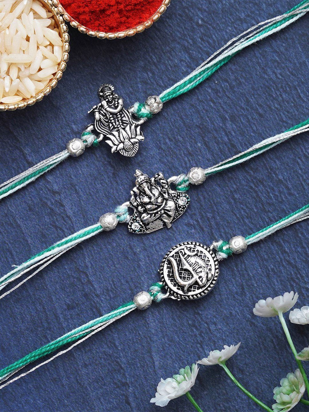 Buy ECraftIndia Unisex Set Of 3 Lord Shiva & Ganesha Rakhi -  - Accessories for Unisex