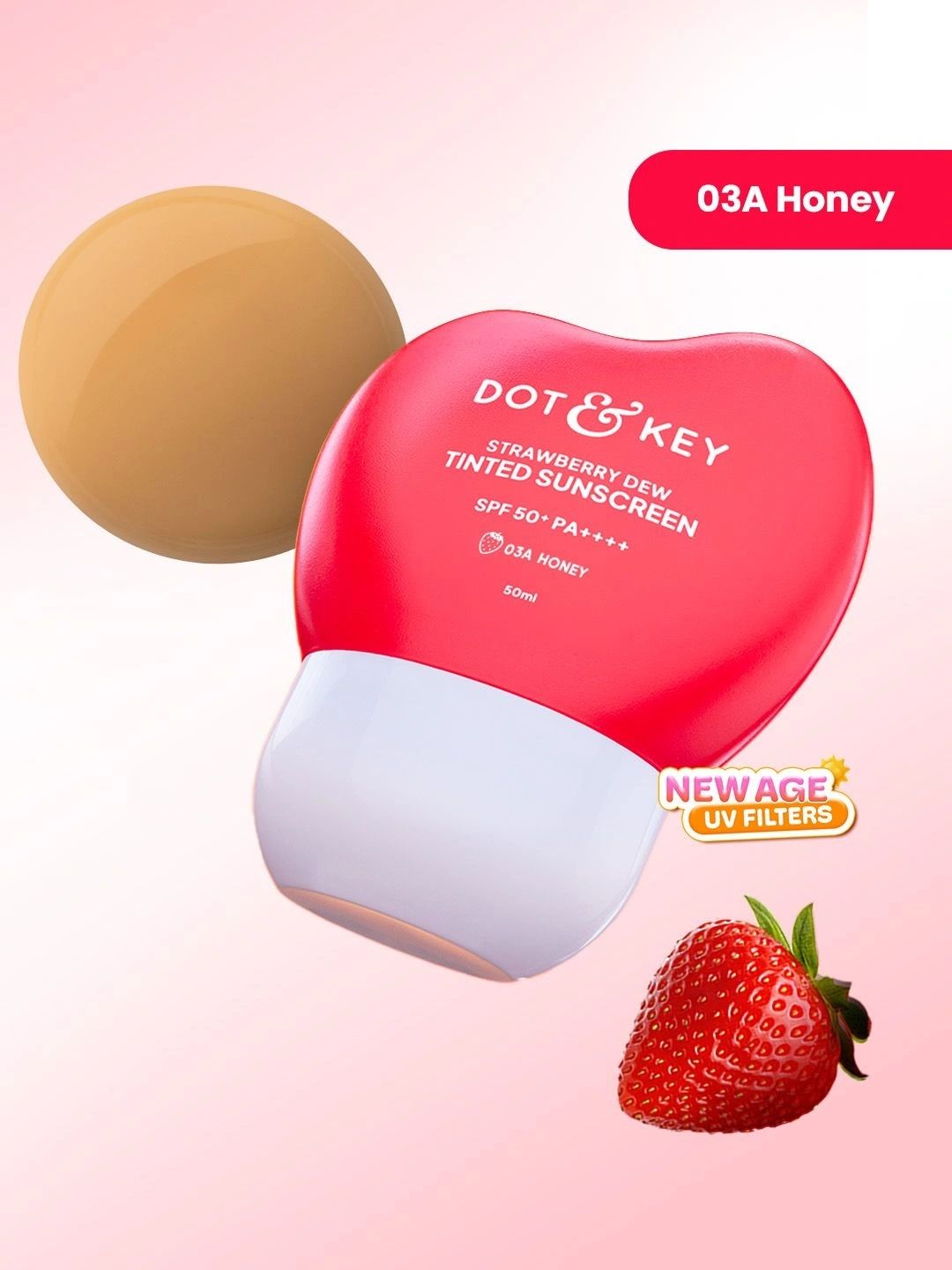 DOT & KEY Strawberry Dew Tinted Sunscreen SPF 50+ PA++++ - 50 ml - Honey 03A
