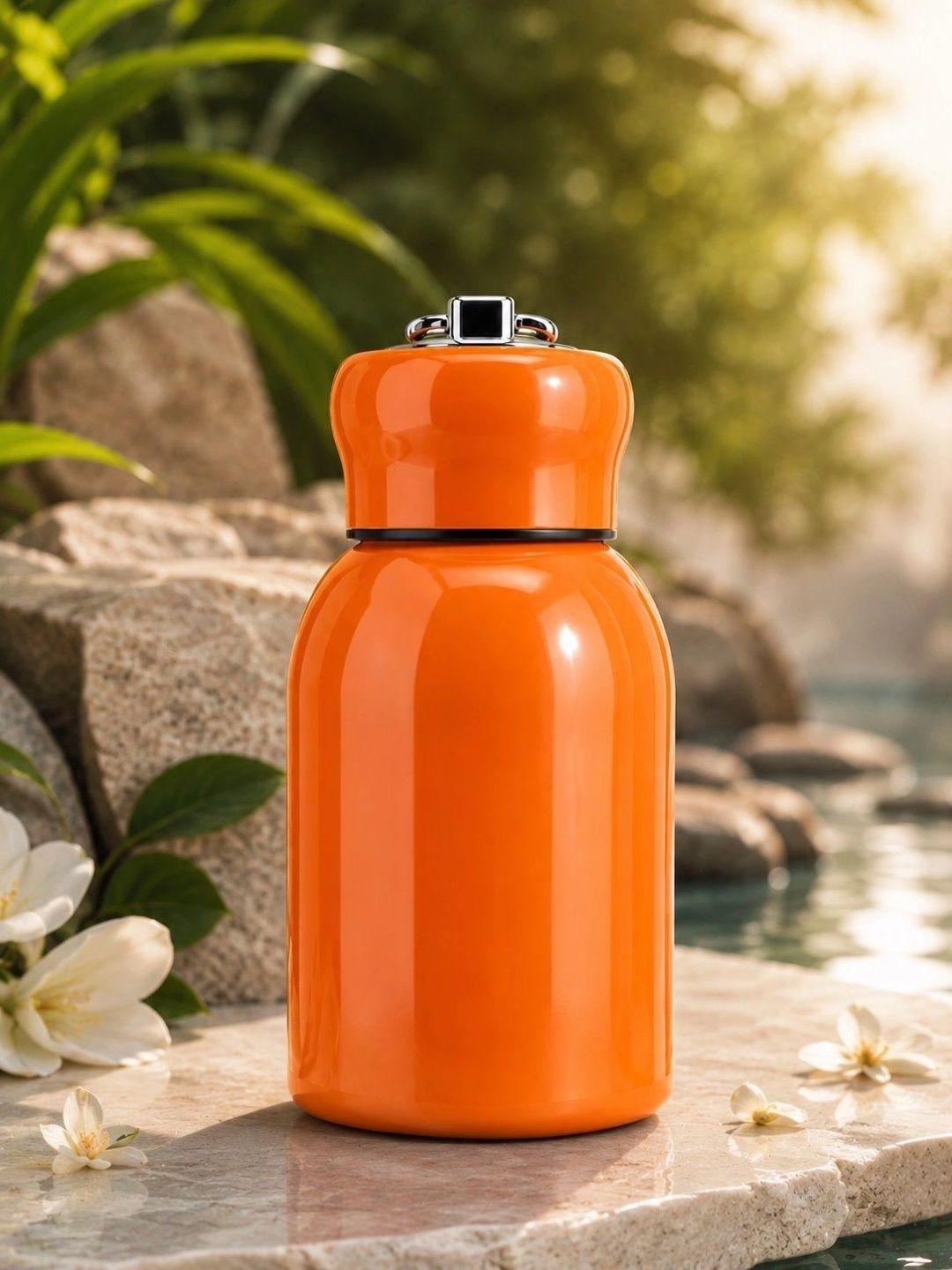 PIXNA Orange Single Stainless Steel Solid Double Wall Vacuum Water Bottle 300 Ml