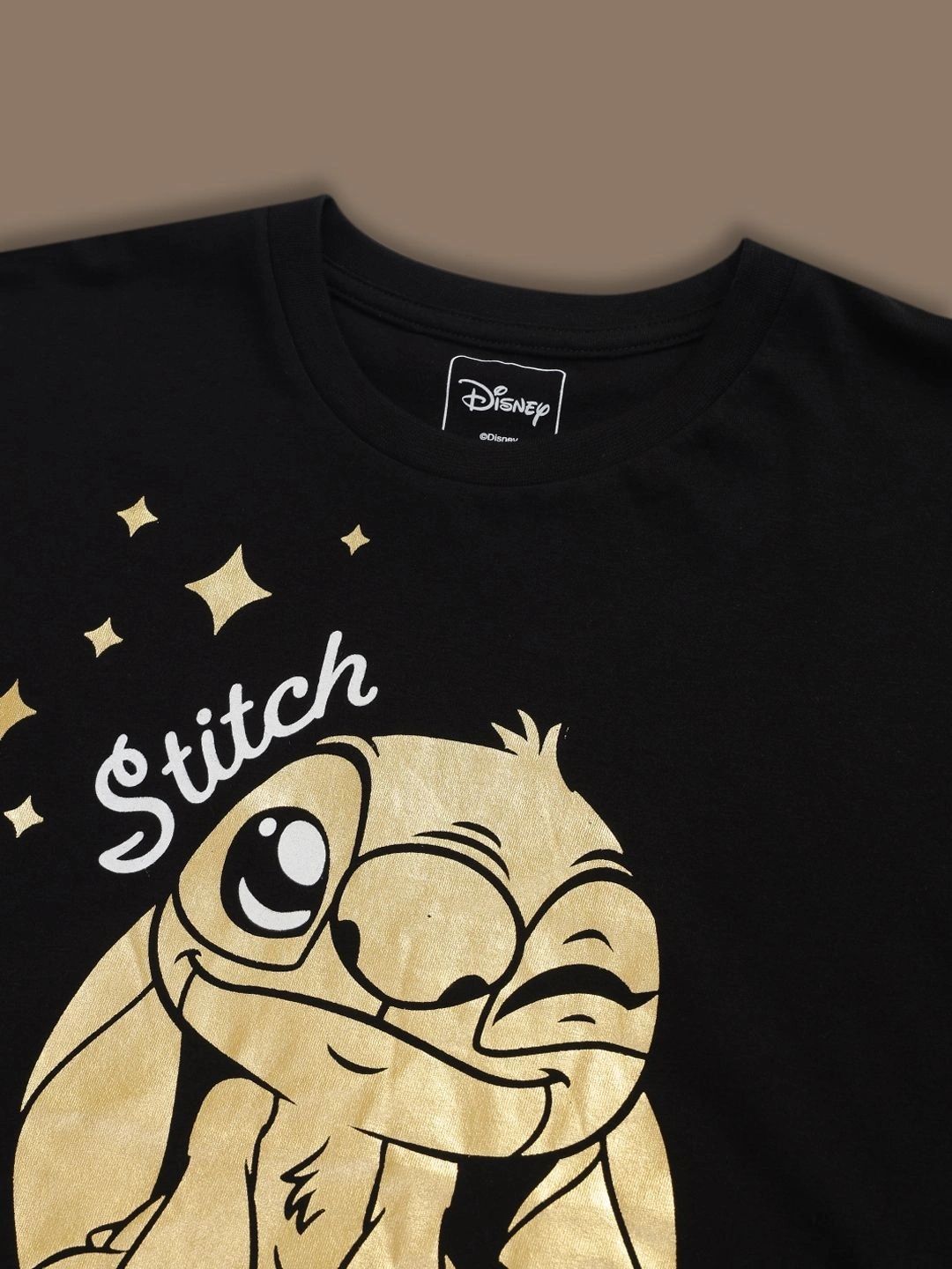 Girls Lilo & Stitch Printed Cotton Round Neck Boxy Tshirts 2