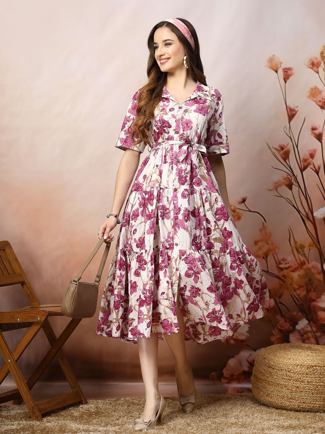 Floral Print Fit & Flare Maxi Dress 5