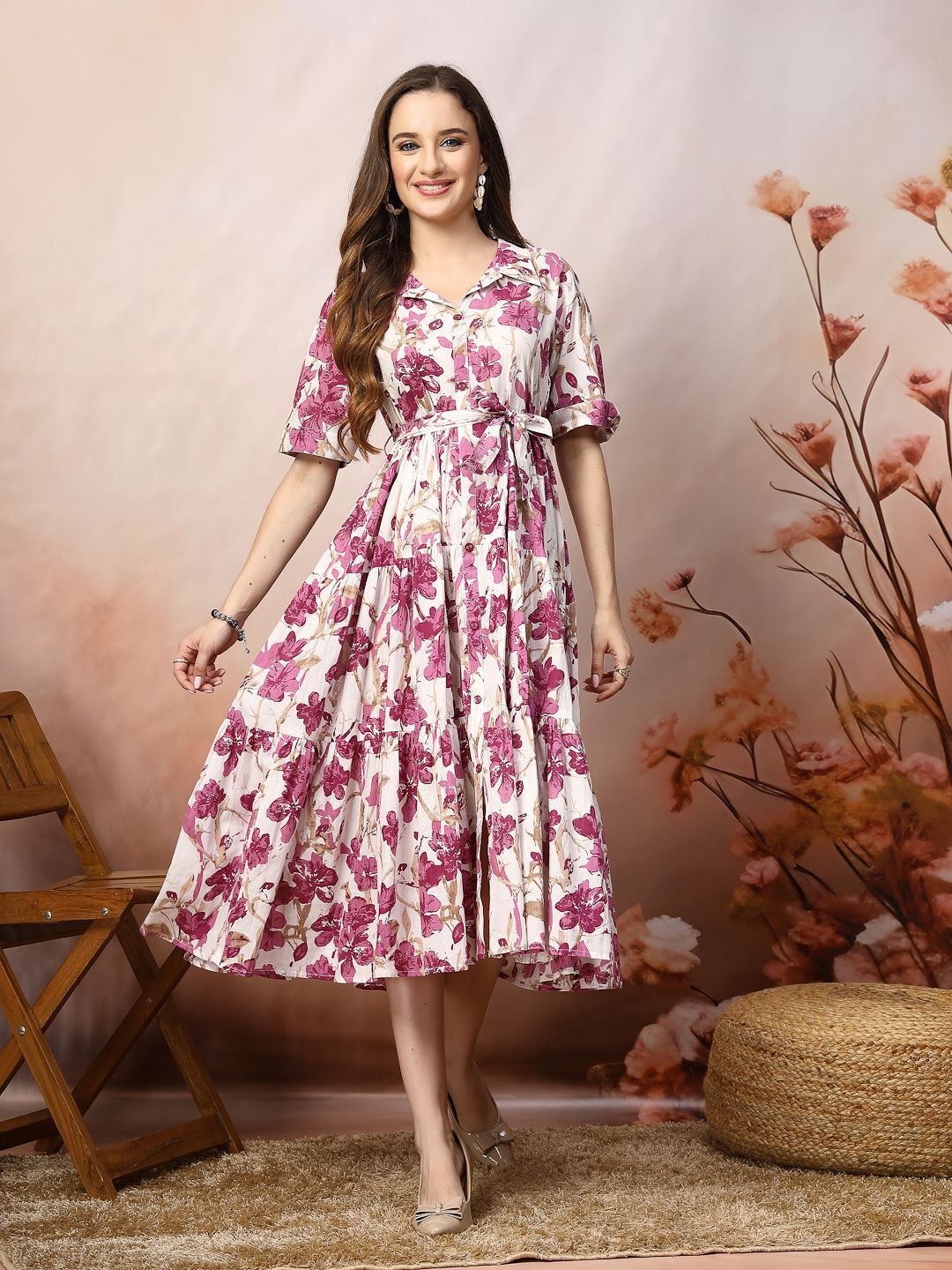 Floral Print Fit & Flare Maxi Dress 7