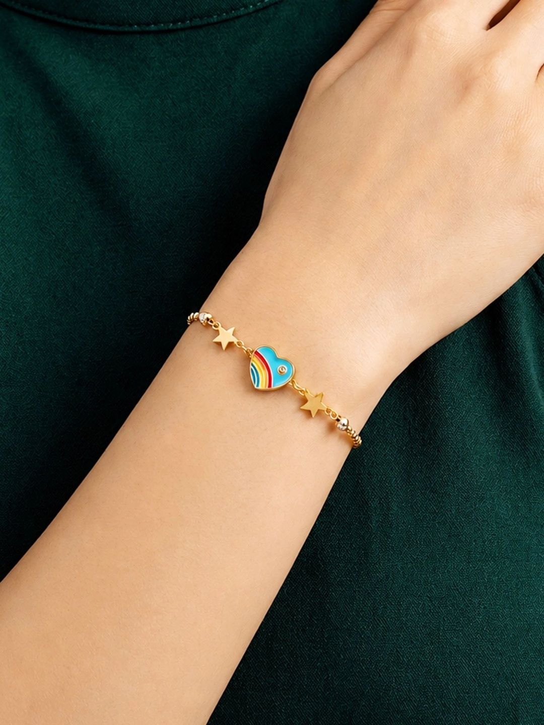 ARTKLIM Women American Diamond Gold-Plated Charm Bracelet