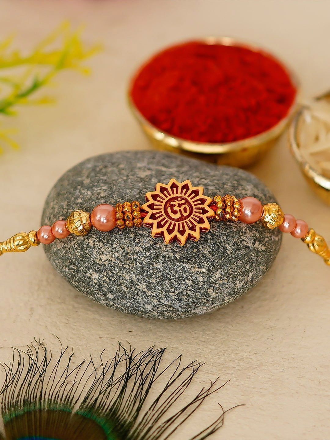 eCraftIndia Om Beaded Designer Thread Rakhi