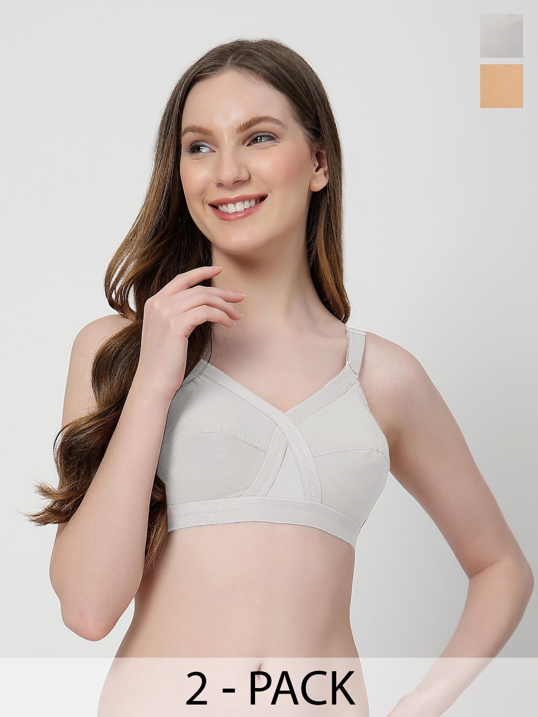 Buy LILY Women Pack Of 2 White Seamed Non Padded Minimizer Bra -  - Apparel for Women