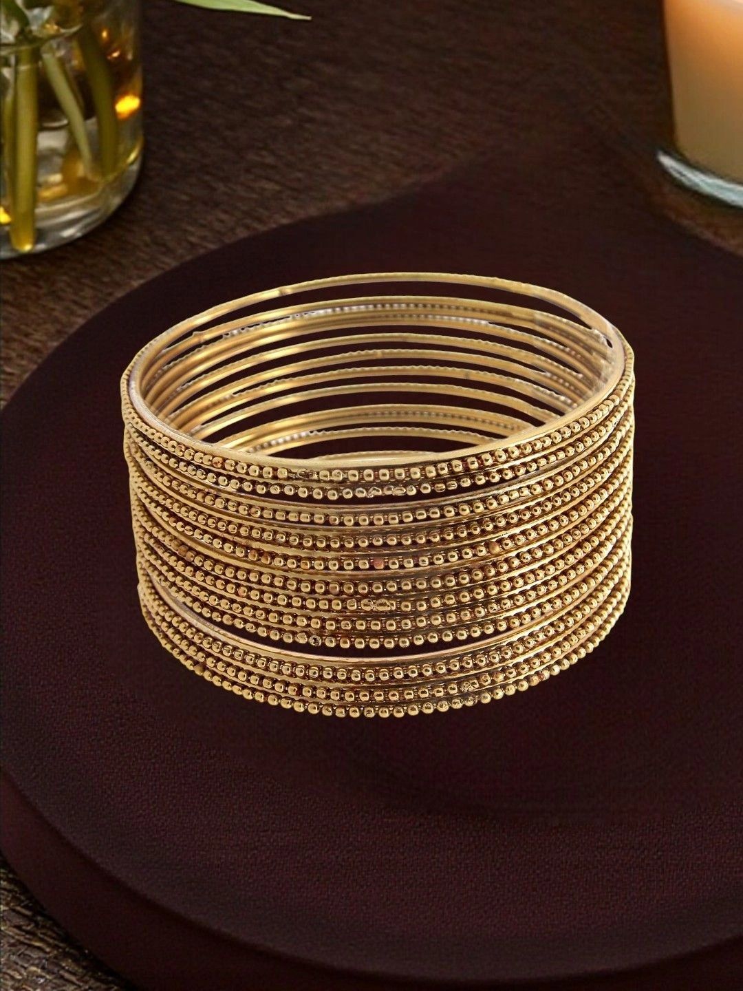FEMMIBELLA Set Of 12 Antique Bangles