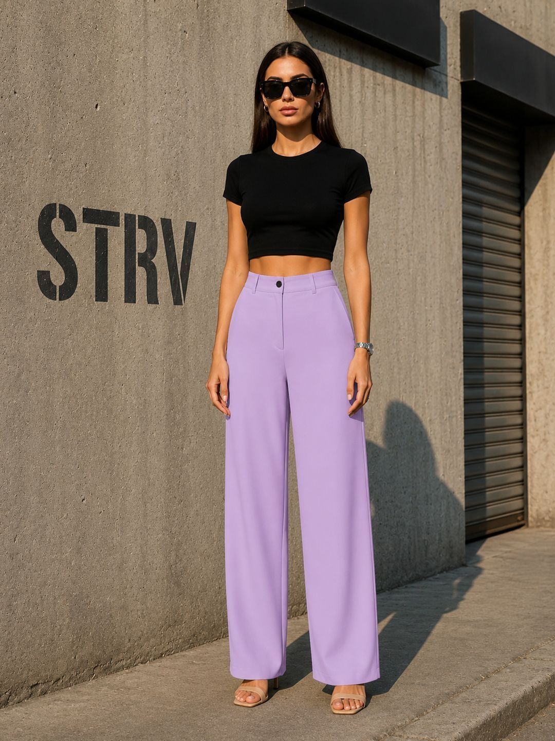 STRV Women Solid Straight Fit Trousers