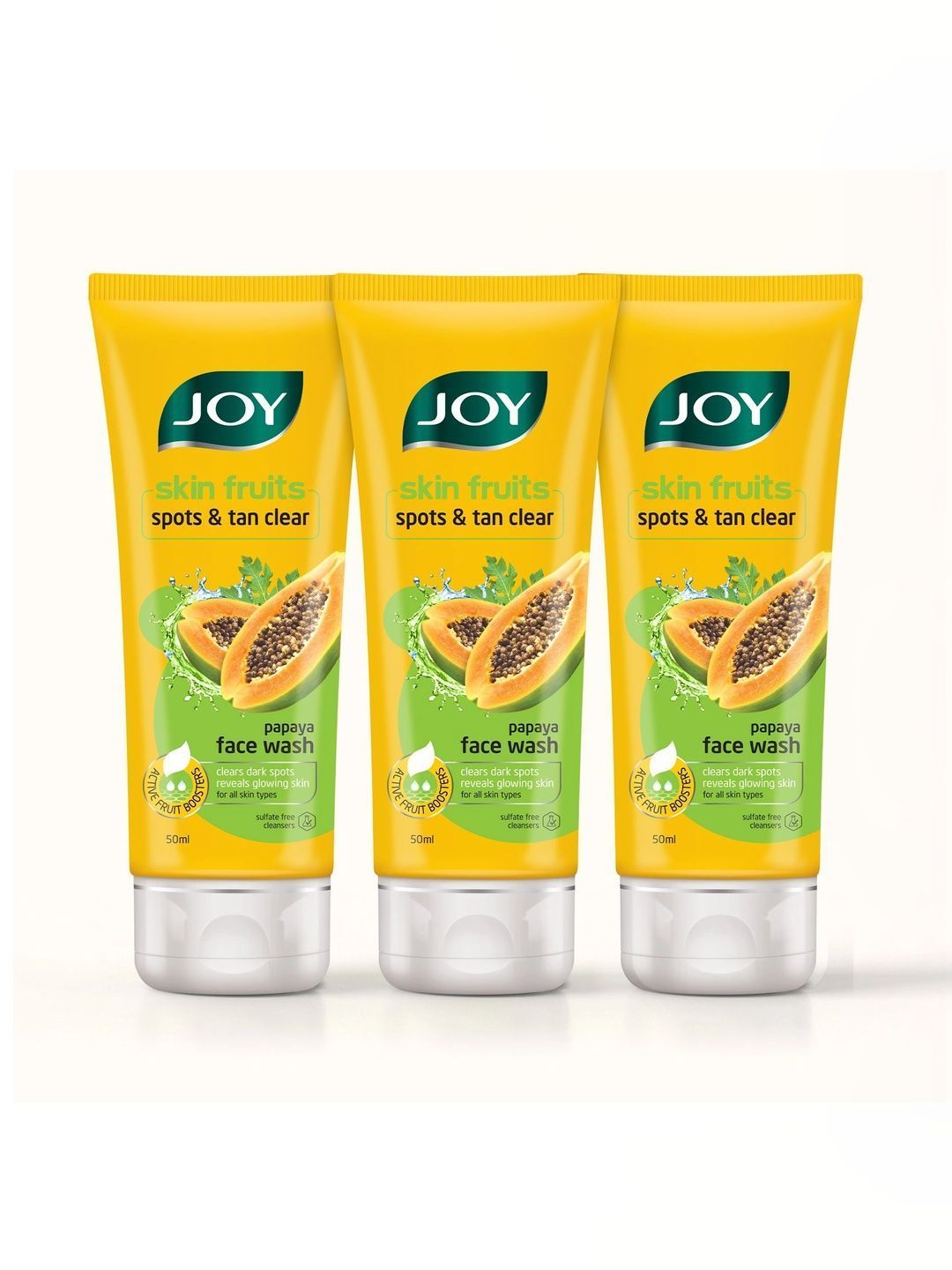 JOY Set of 3 Papaya Face Wash for Bright & Glowing Skin - 100ml Each