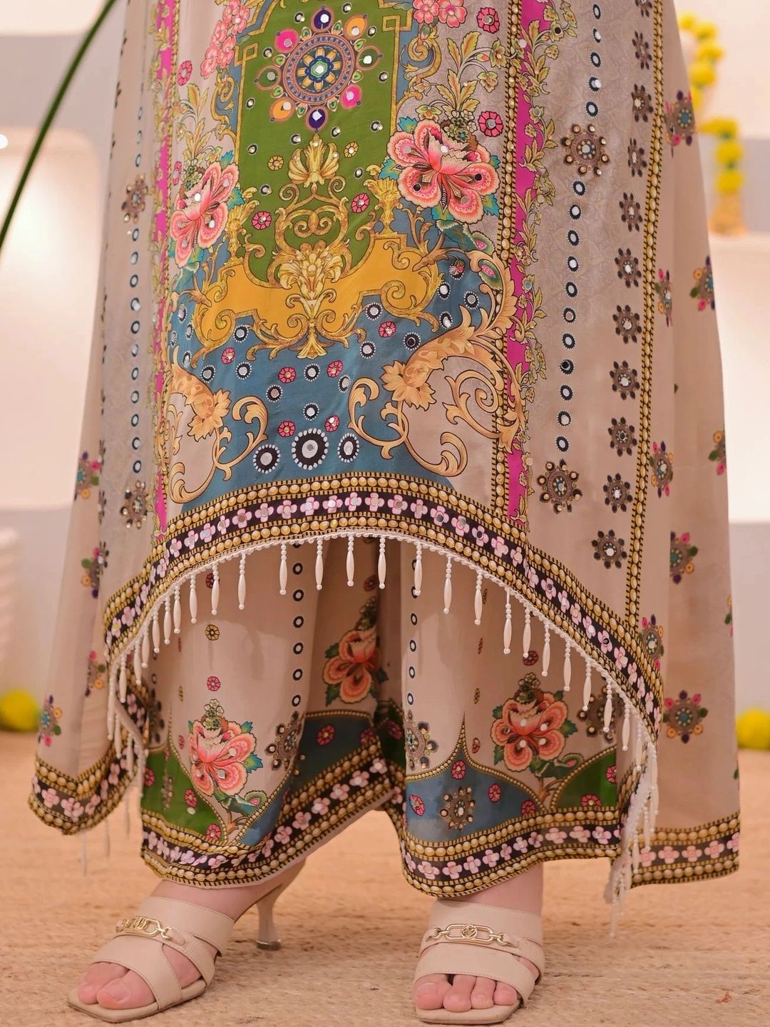 Women Ethnic Motifs Printed Regular Silk Crepe Kurta with Patiala & With Dupatta 5