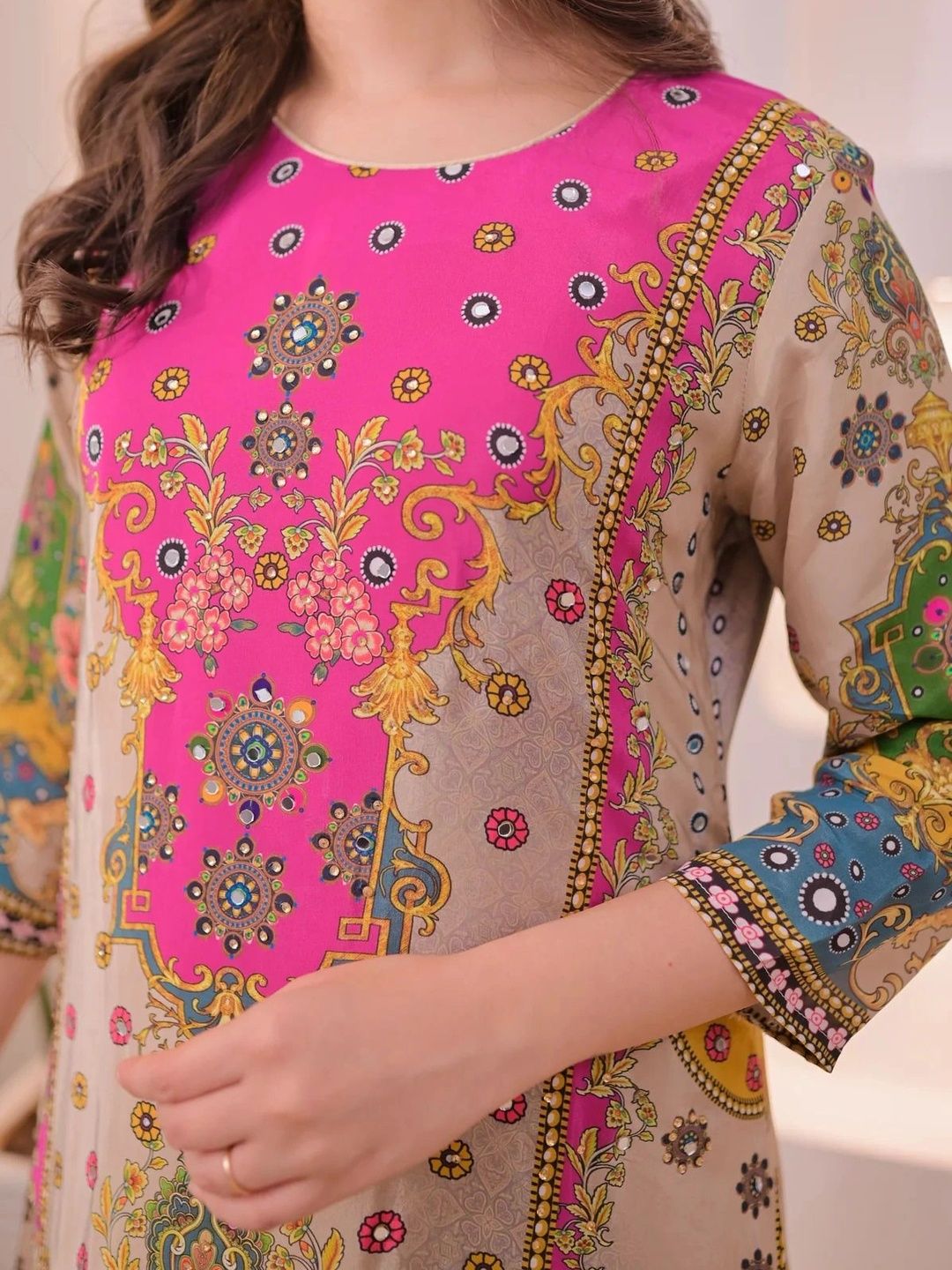 Women Ethnic Motifs Printed Regular Silk Crepe Kurta with Patiala & With Dupatta 4