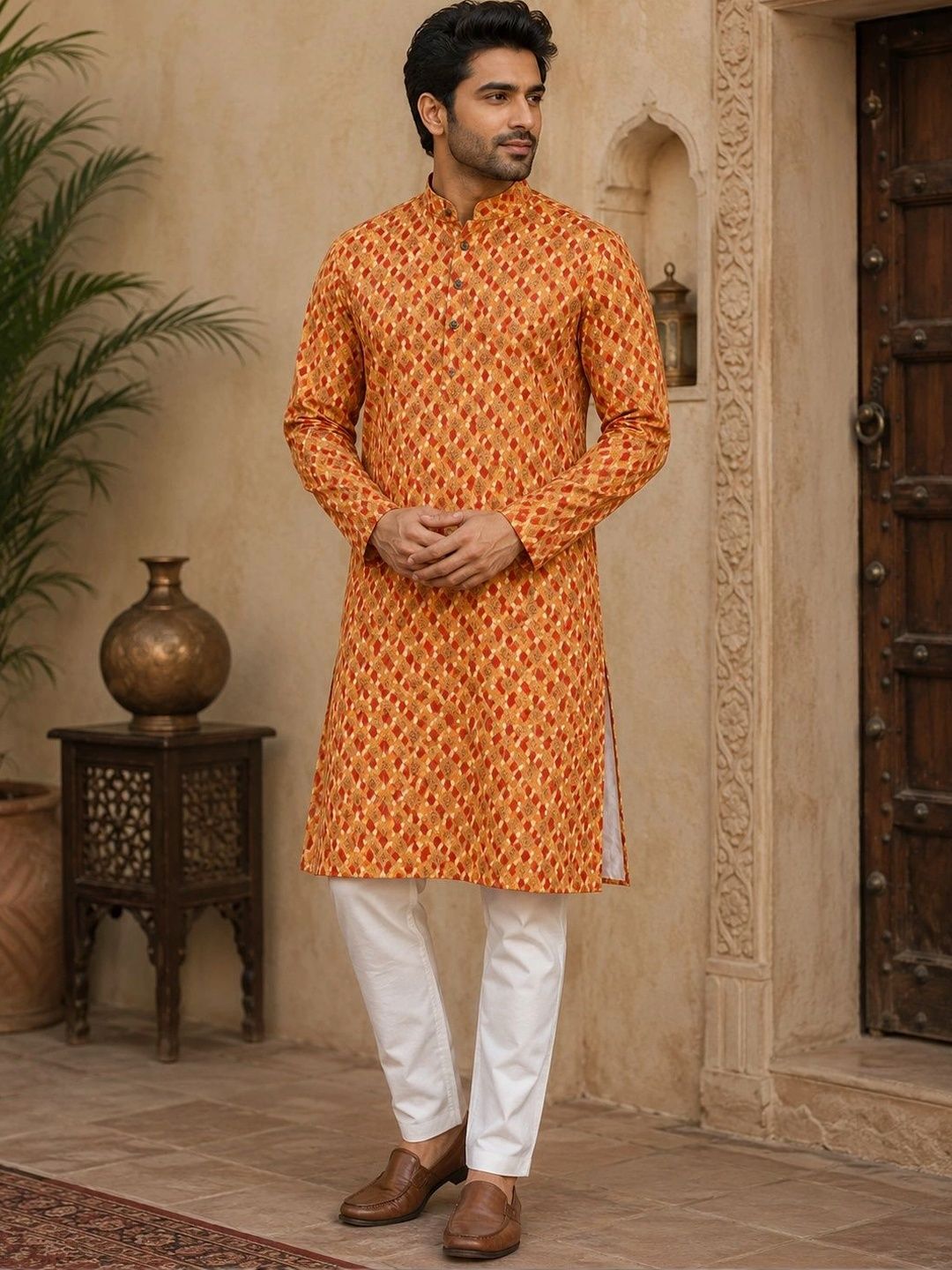 FUBAR Men Printed Regular Kurta with Pyjamas
