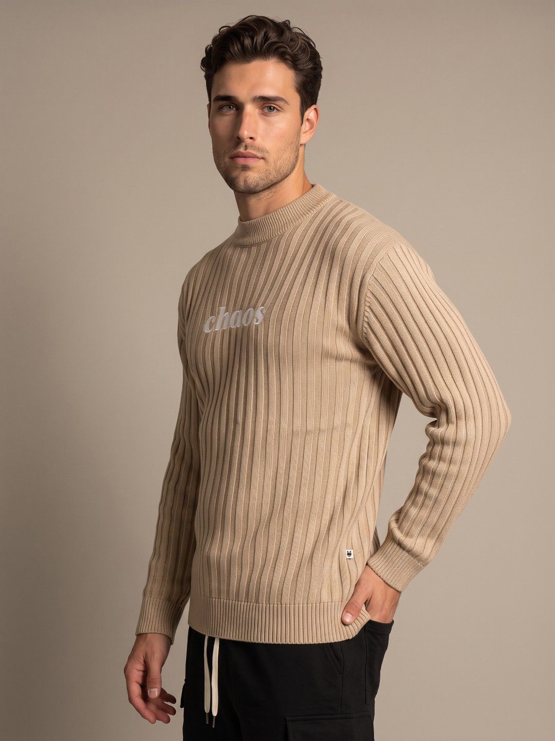 glitchez Men Self Striped Relaxed Fit Pullover