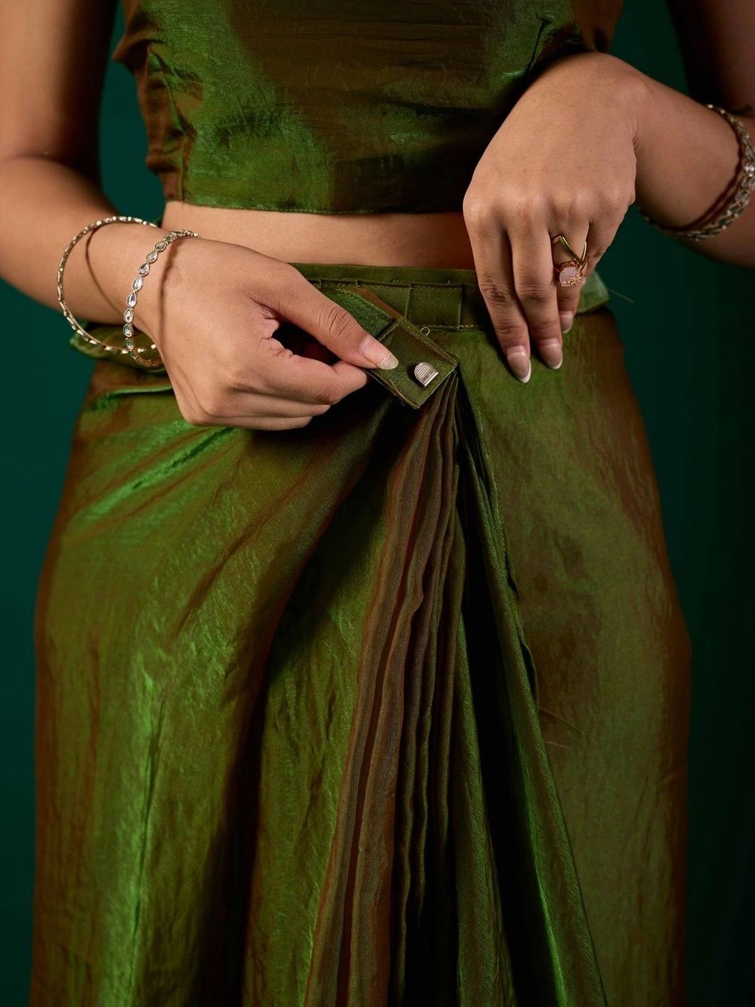 Embellished Beads and Stones Satin Ready to Wear Designer Saree 7