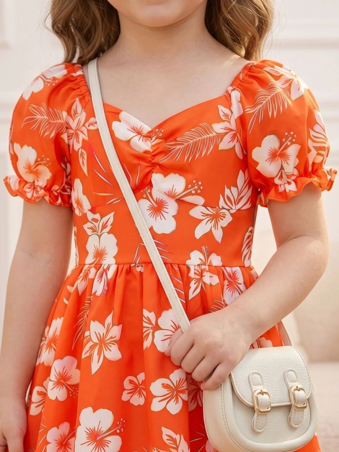 Floral Print Puff Sleeve A-Line Dress 5