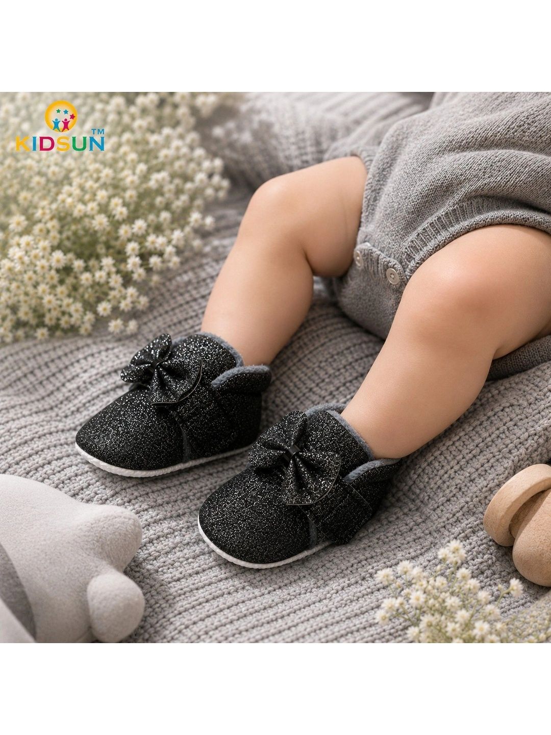 KIDSUN Unisex Infants Kids Cotton Booties - Soft Footwear