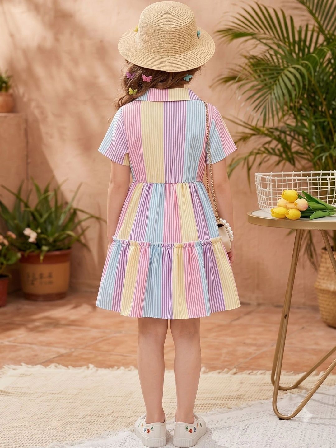 Striped Net A-Line Dress 3