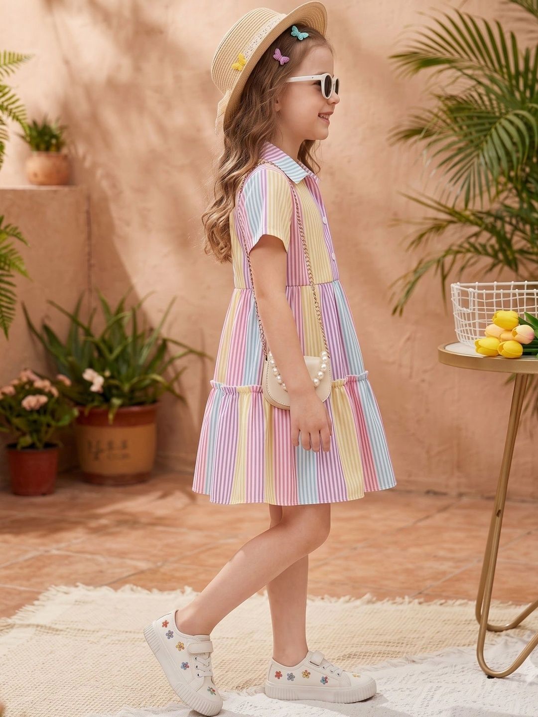 Striped Net A-Line Dress 2