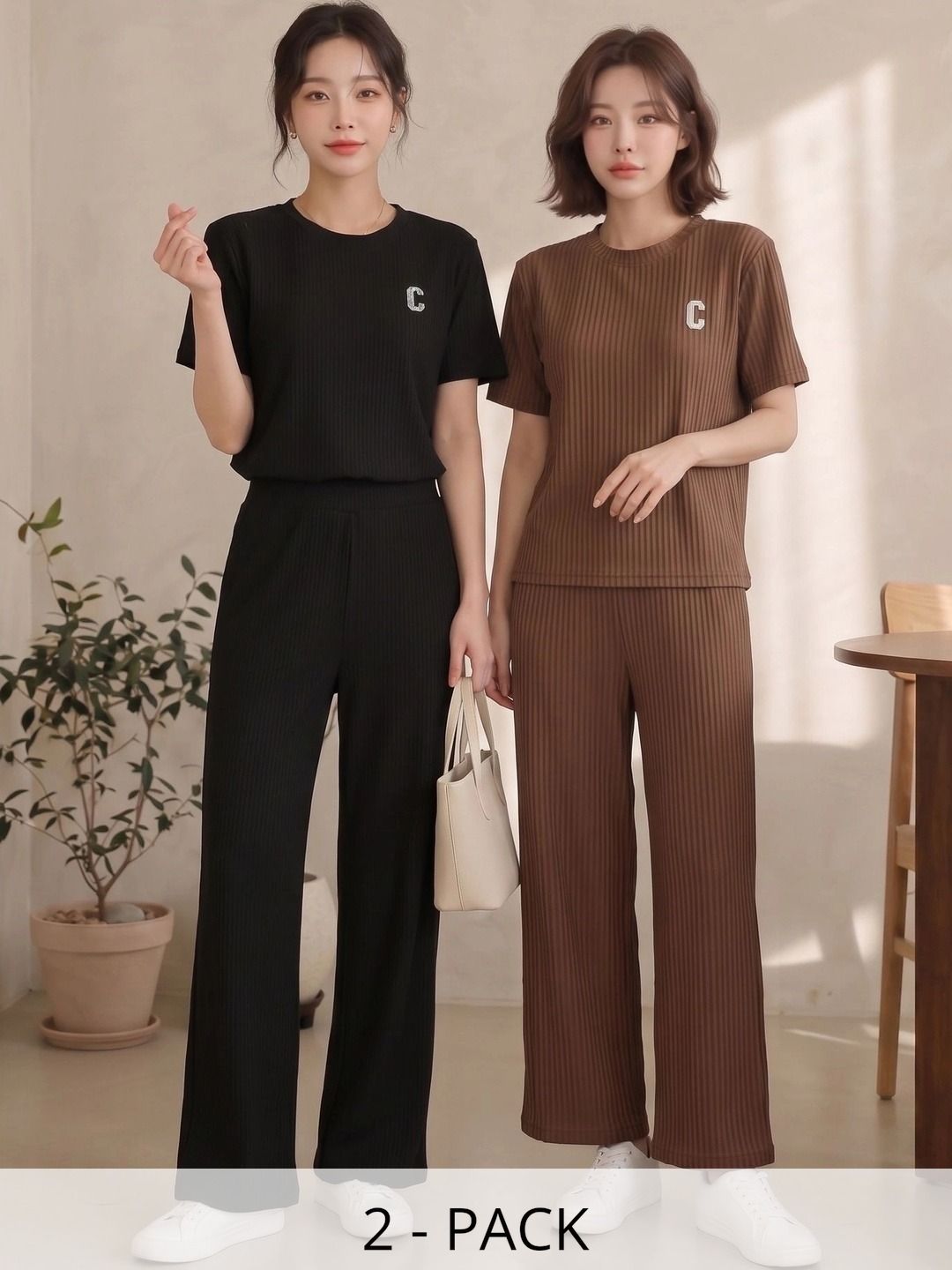 TIROMI Pack Of 2 Cotton Solid T-shirt with Trousers