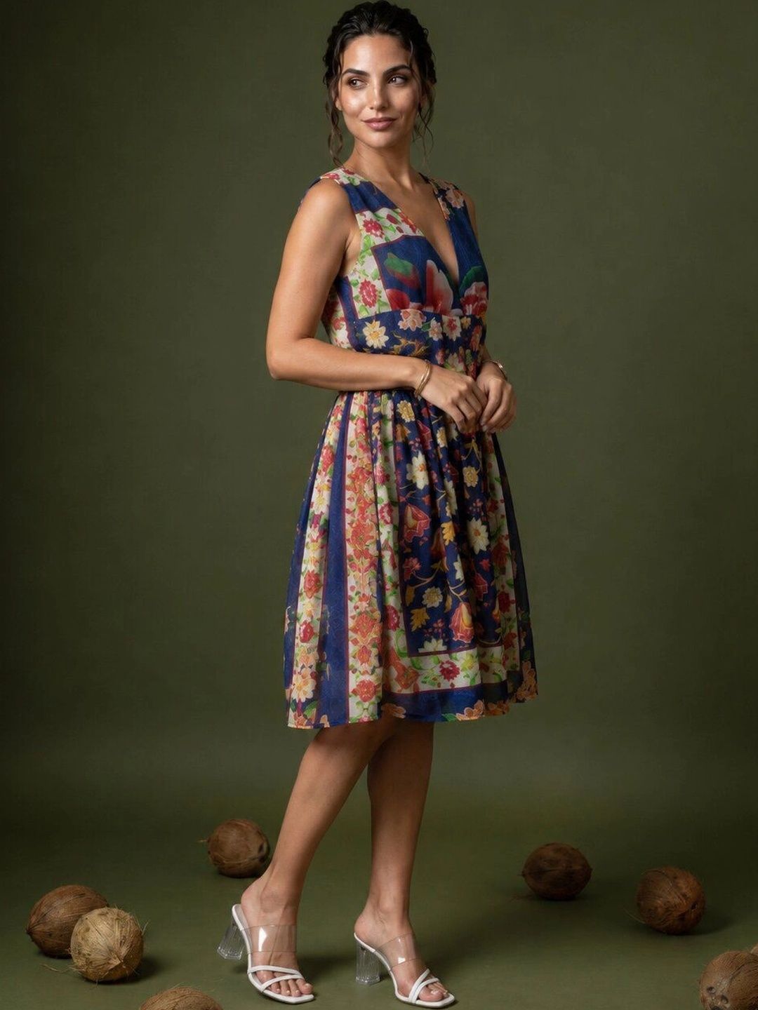 Floral Print Georgette Empire Dress 3