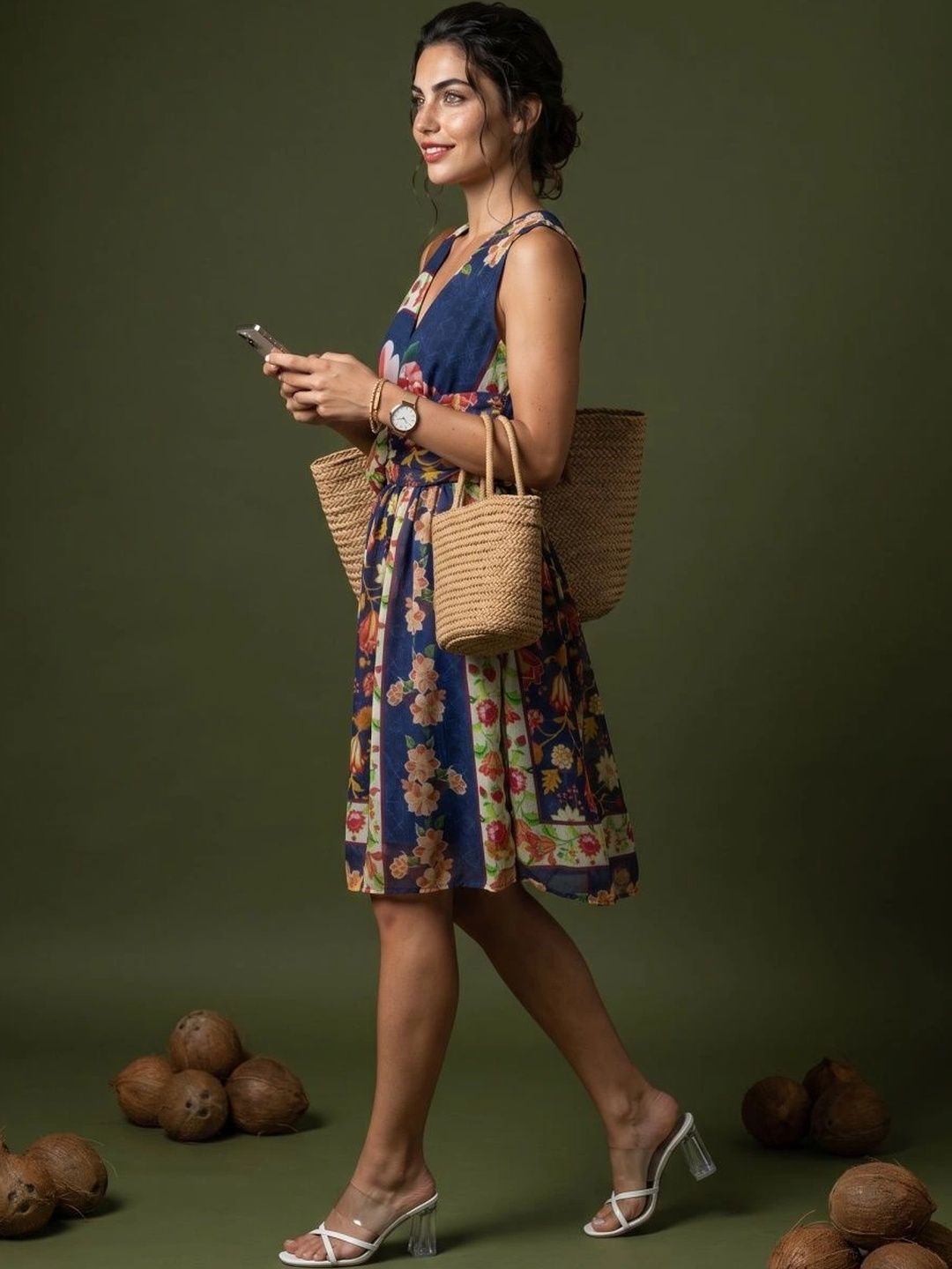 Floral Print Georgette Empire Dress 5