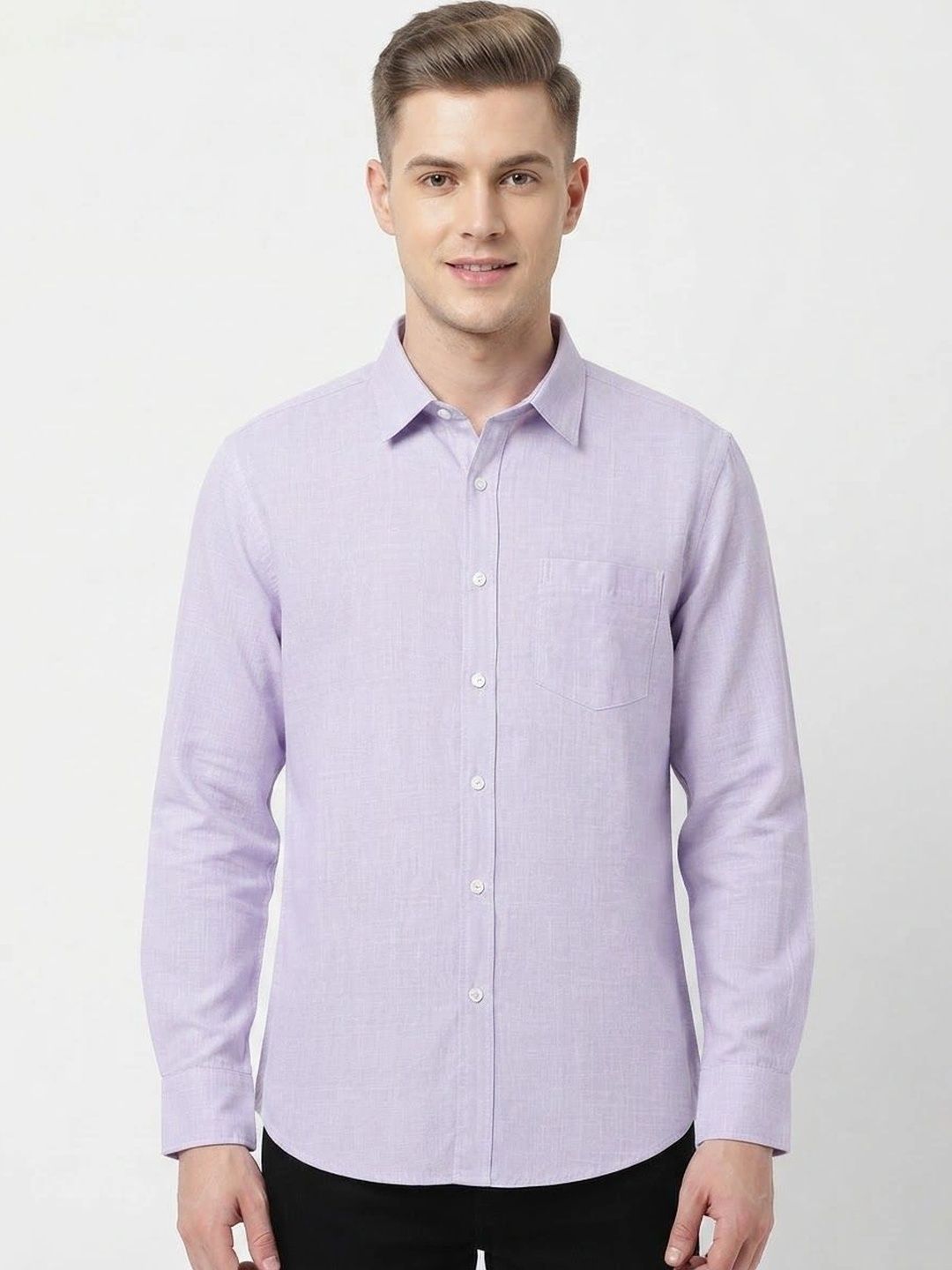 LUKAS VICTORY Men Solid Spread Collar Casual Shirt
