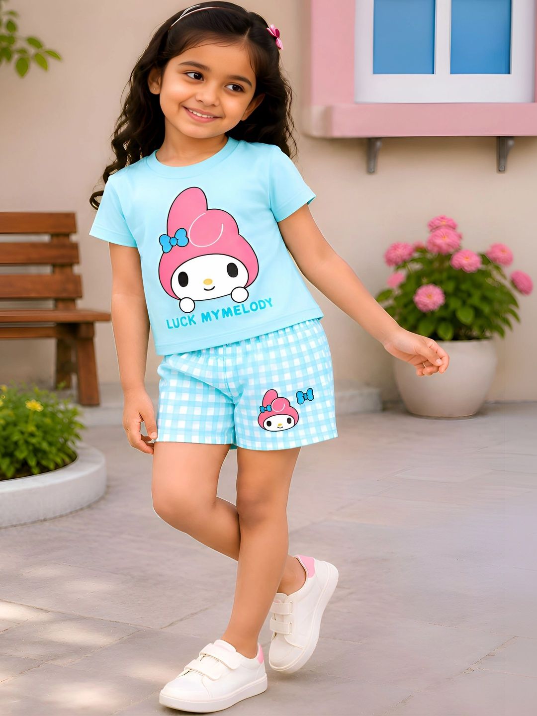 PY PINKYOU Girls Printed T-shirt with Shorts