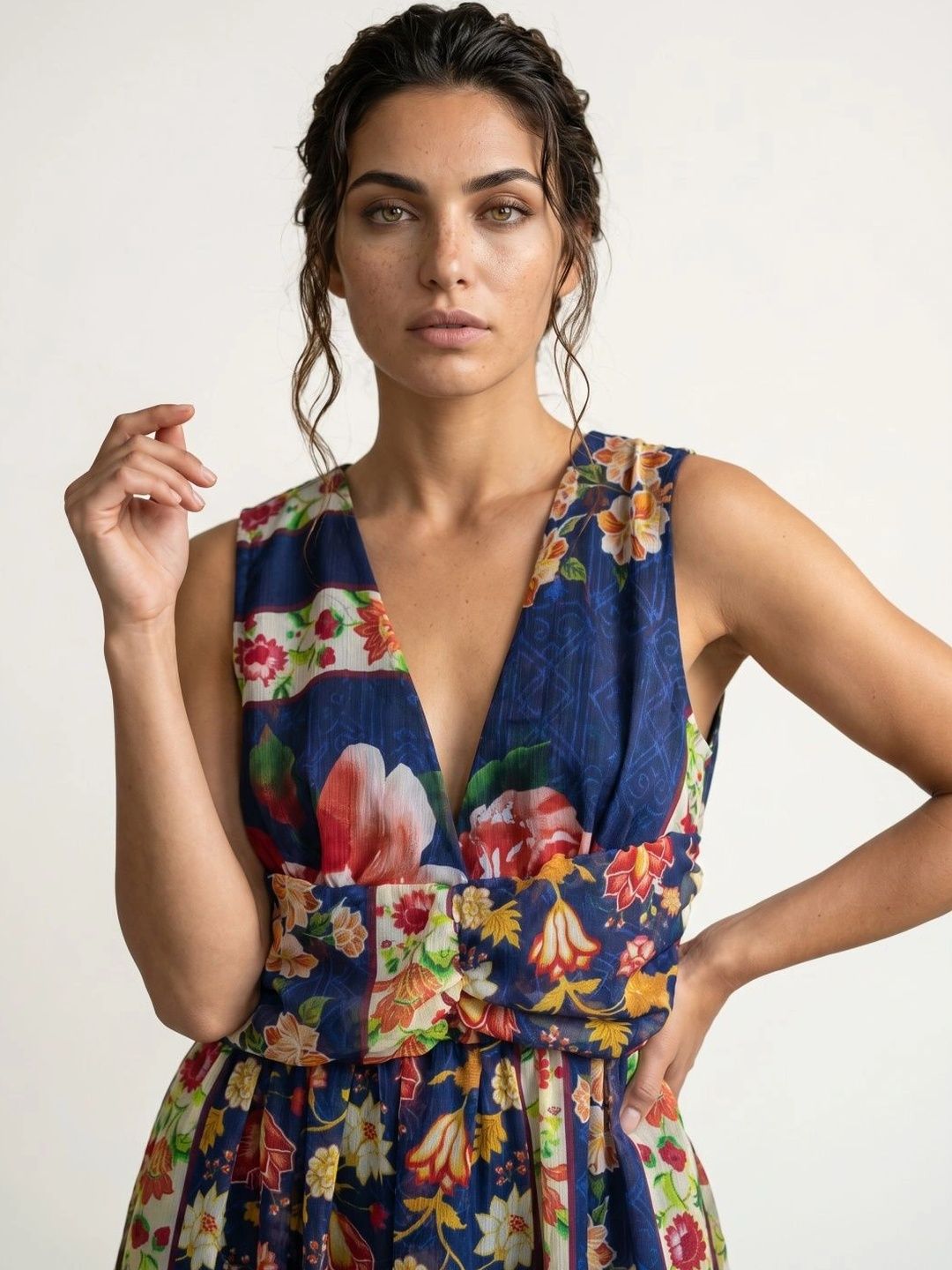 Floral Print Georgette Empire Dress 4