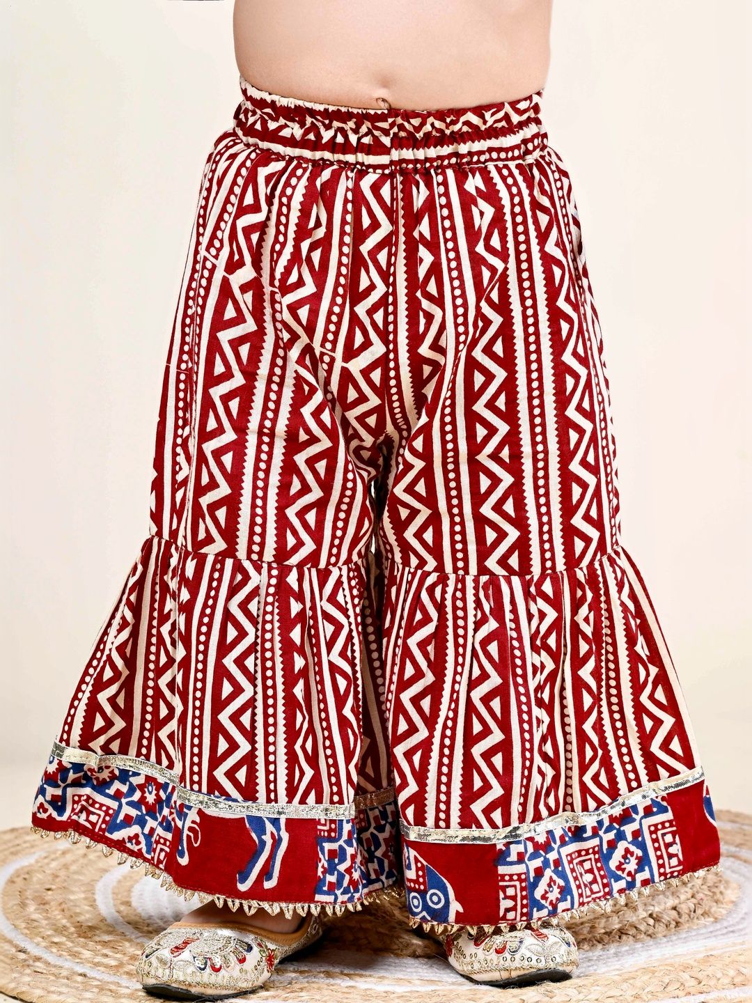 Girls Ethnic Motifs Printed Regular Pure Cotton Kurta with Sharara 4