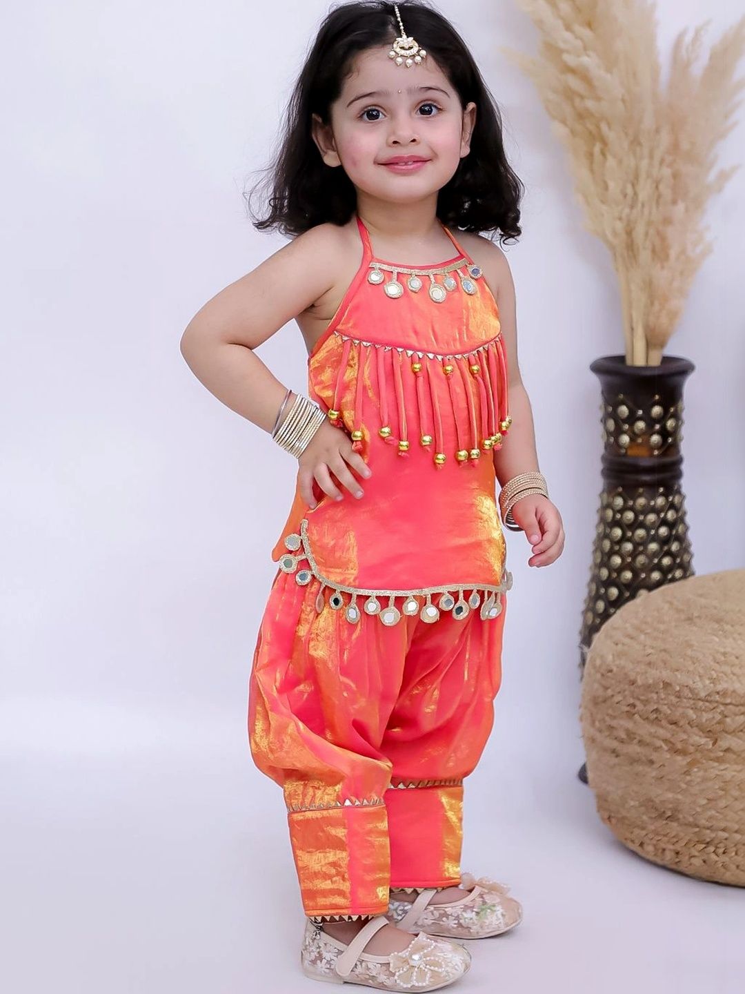 Girl Regular Mirror Work Kurti with Patiala 3