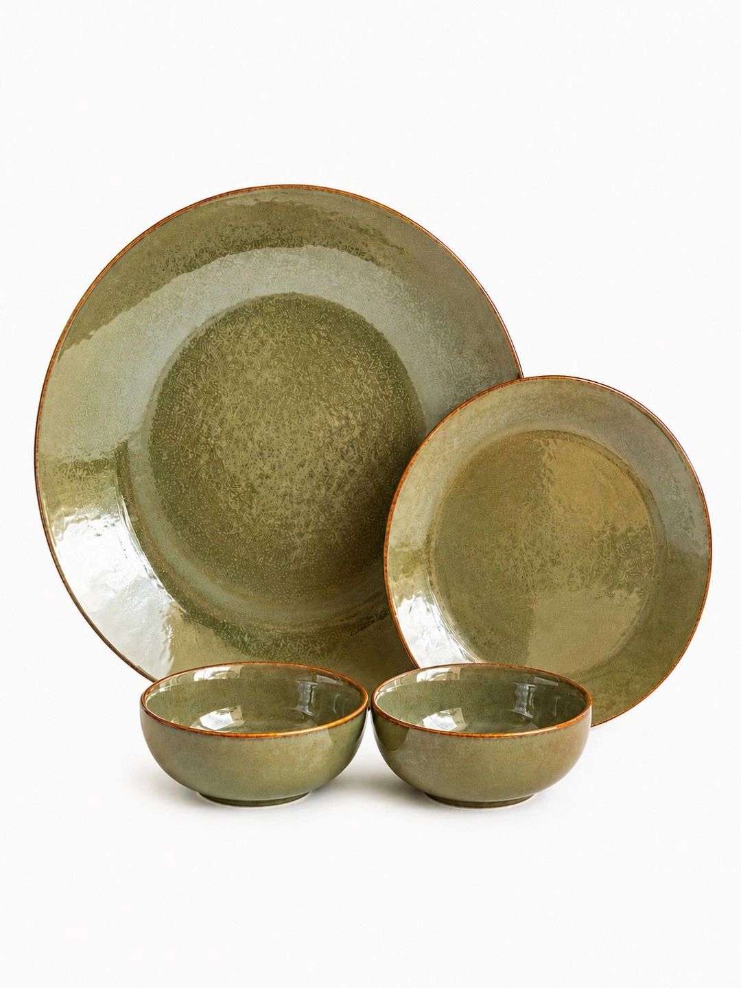 Buy Claymistry 4 Piece Olive Ceramic Dinner Set   1 Dinner 1 Quarter & 2 Bowls -  - Home for Unisex