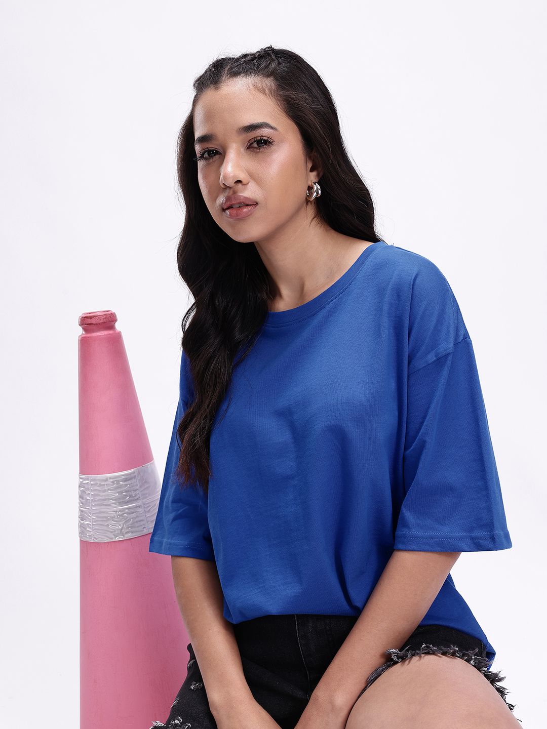 Kook N Keech Drop-Shoulder Sleeves Pure Cotton Oversized T-shirt