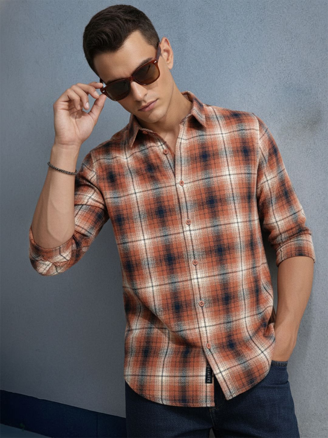 The Roadster Life Co. Checked Pure Cotton Casual Shirt