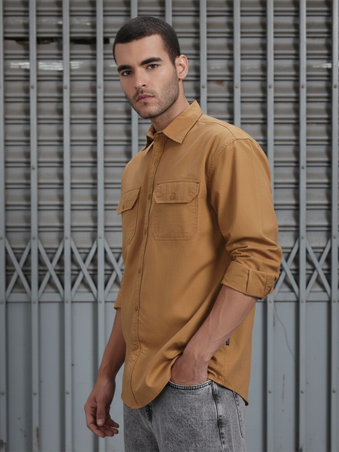 The Roadster Life Co. Pocket Detail Relaxed Cotton Shirt