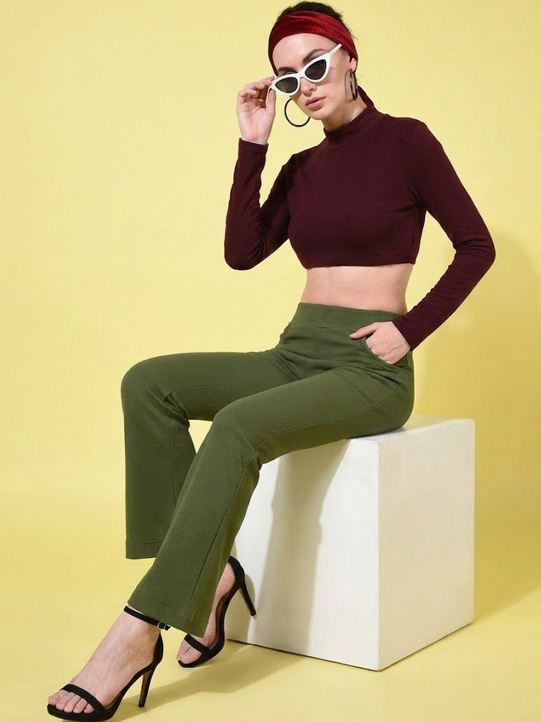 Moda Rapido Women Textured Wrinkle Free Trousers