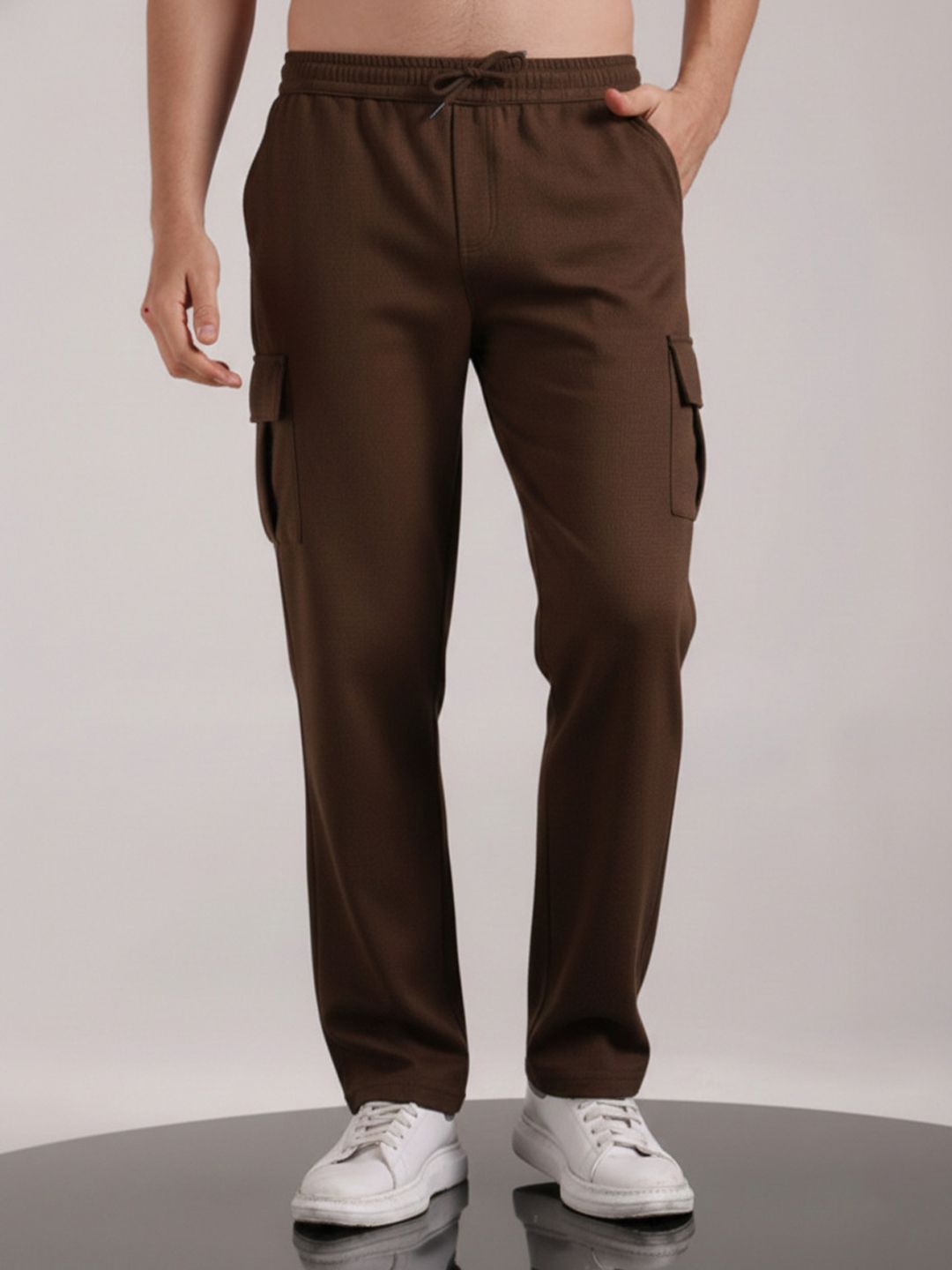 SZN Men Texture Comfort Fit Cargo Pants with Side Pockets