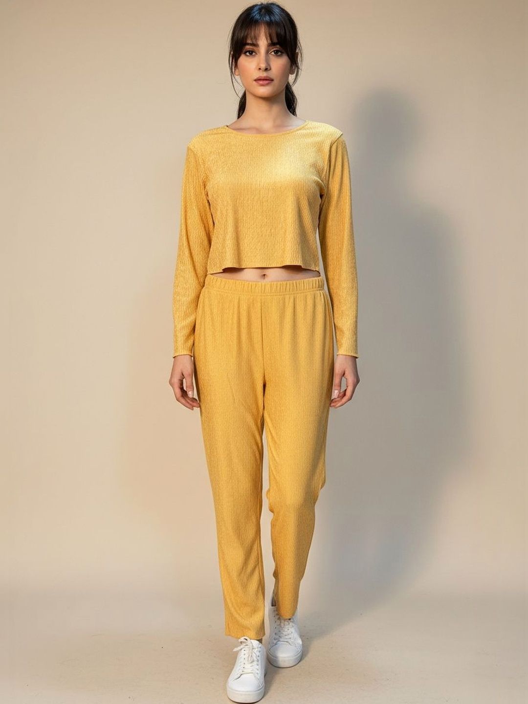 FABLAND Yellow Solid Co-Ord Set