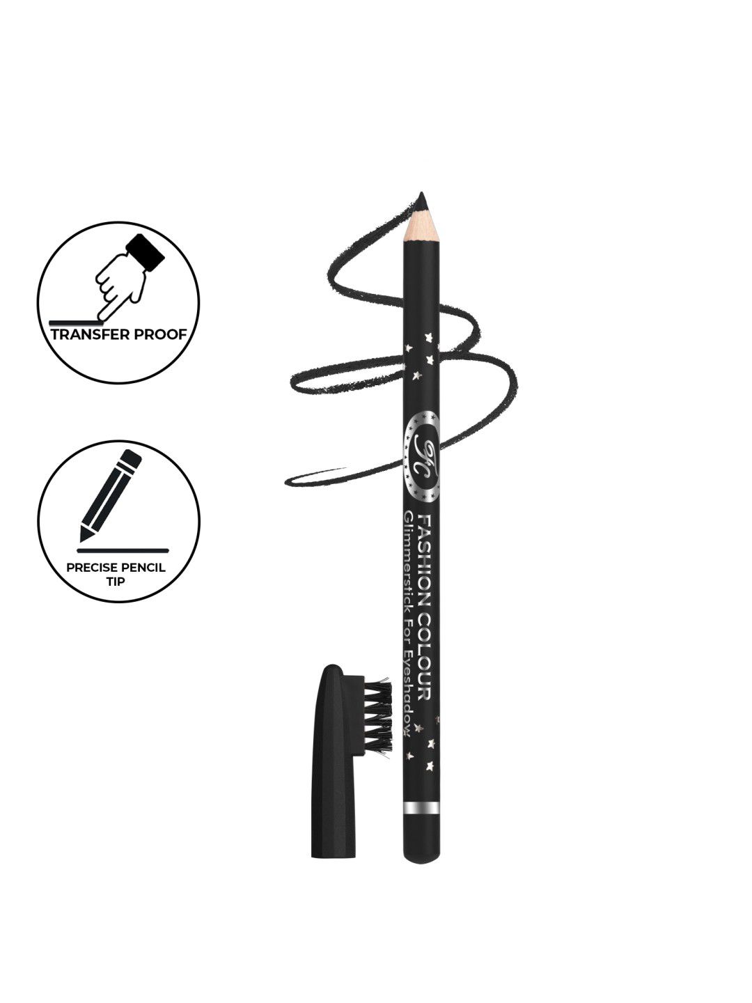 Fashion Colour Professional Long Lasting Eyebrow Pencil with Brush 1.3g - Black 01