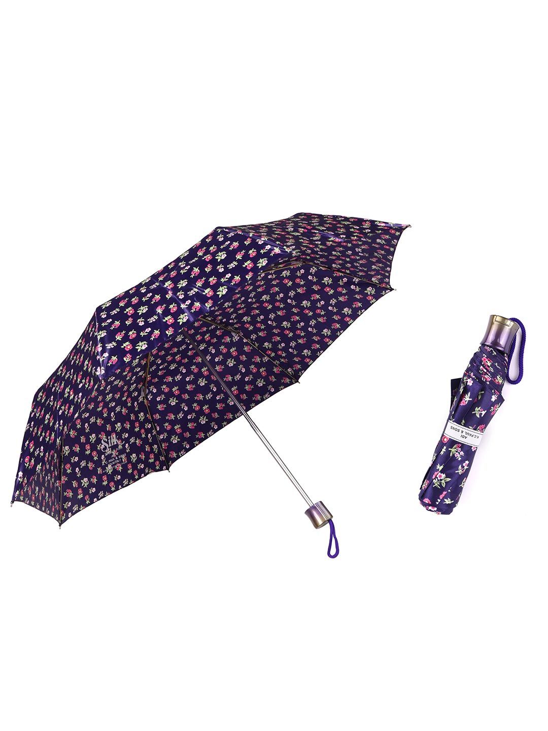Adi K.C.Paul & Sons SILK Multicolor 3 Fold Printed Manual Open Umbrella for Daily Use