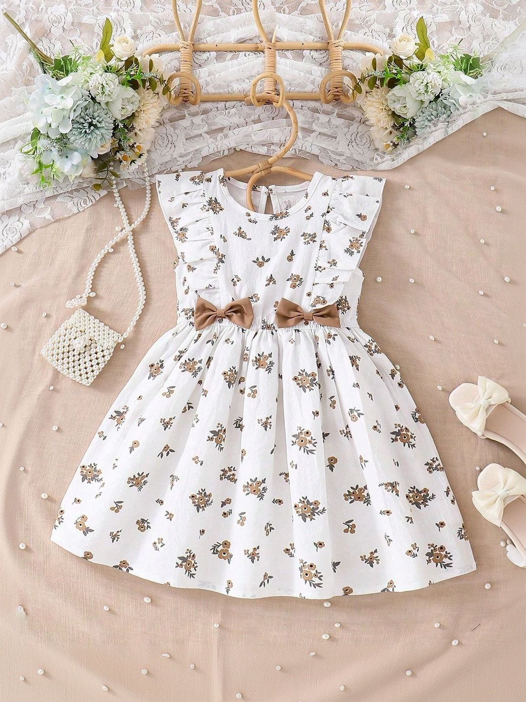 BAESD Floral Print Net Fit & Flare Dress