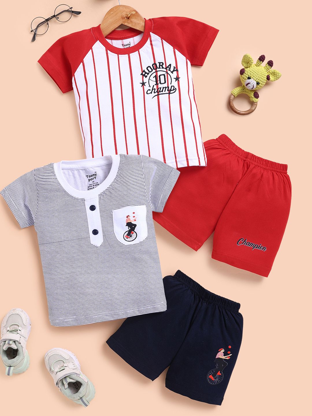 Buy Toonyport Boys Striped T Shirt With Shorts -  - Apparel for Boys