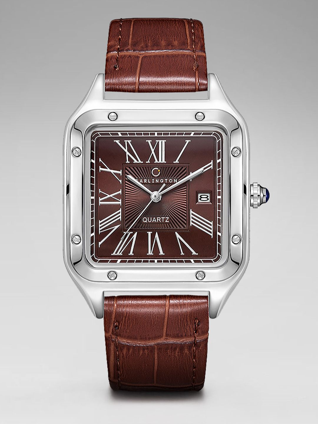 CARLINGTON Men Dial & Leather Straps Analogue Watch Meridian 4050 Brown Belt