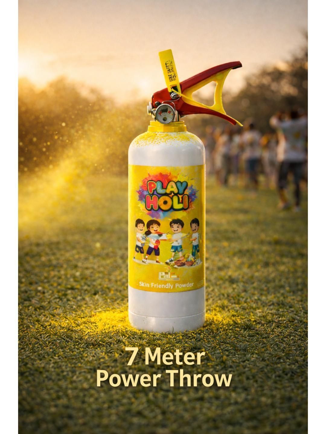 RUHANI HOMES Yellow Holi Coloured Cyclinder - 2 Kg