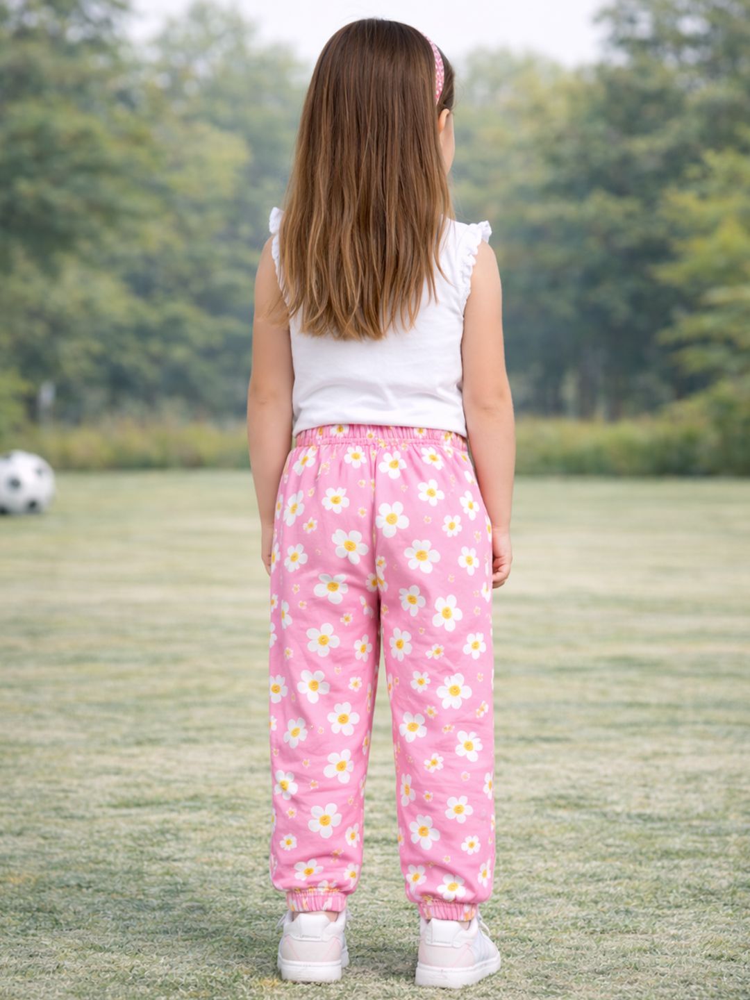 Girls Pack Of 5 Printed Pure Cotton Mid-Rise Joggers 2