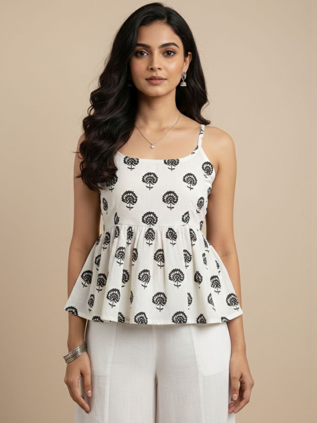 MULVARI Floral Print Peplum Top