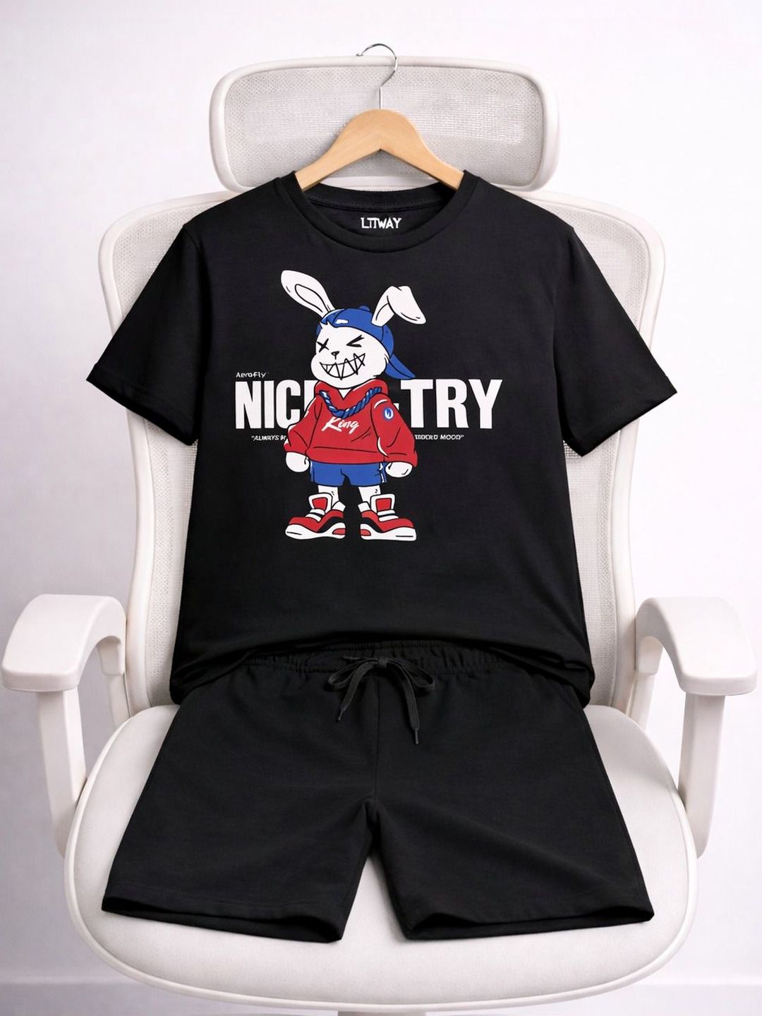 LITWAY Boys Printed T-shirt with Shorts