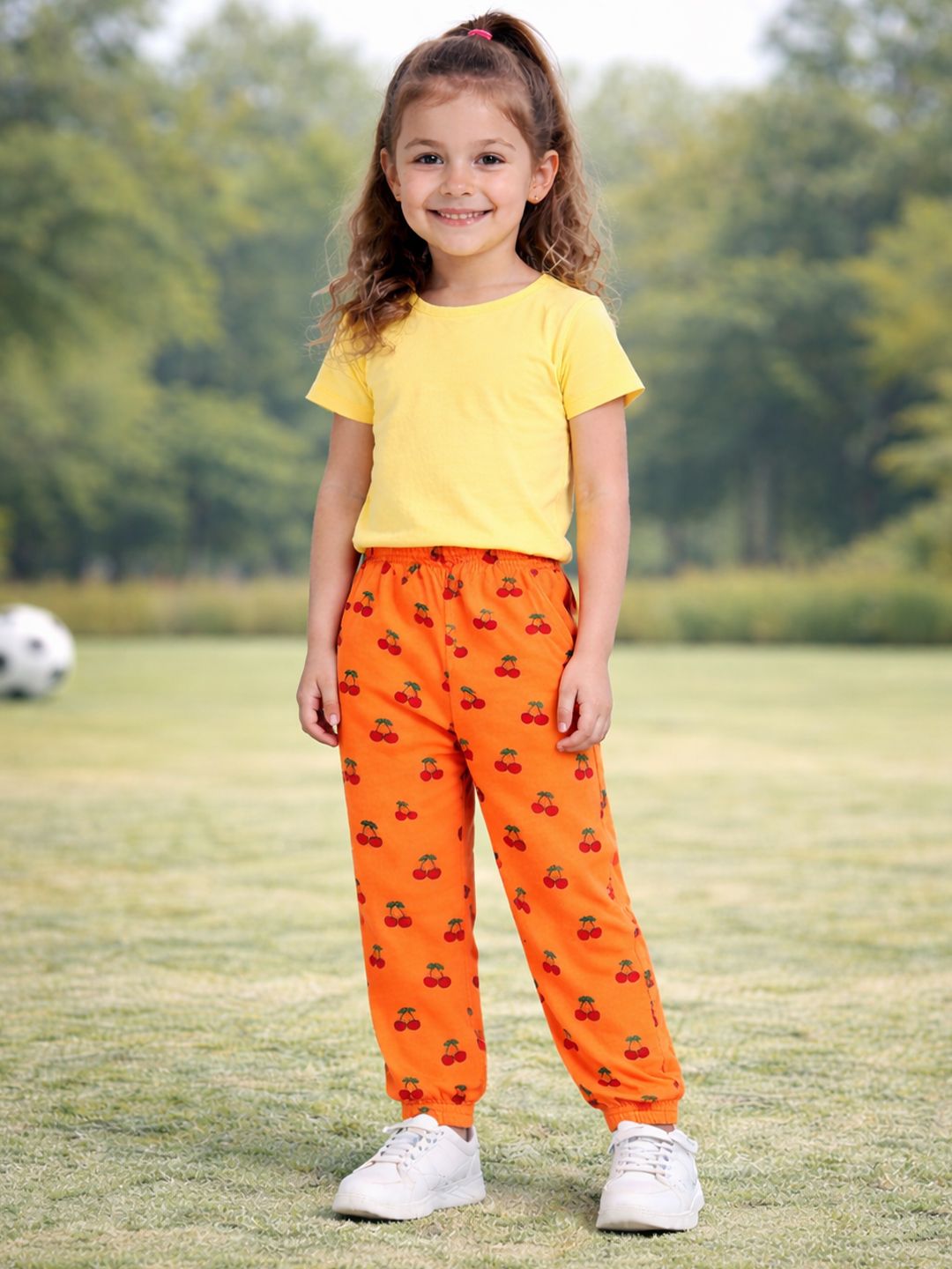 Girls Pack Of 5 Printed Pure Cotton Mid-Rise Joggers 6