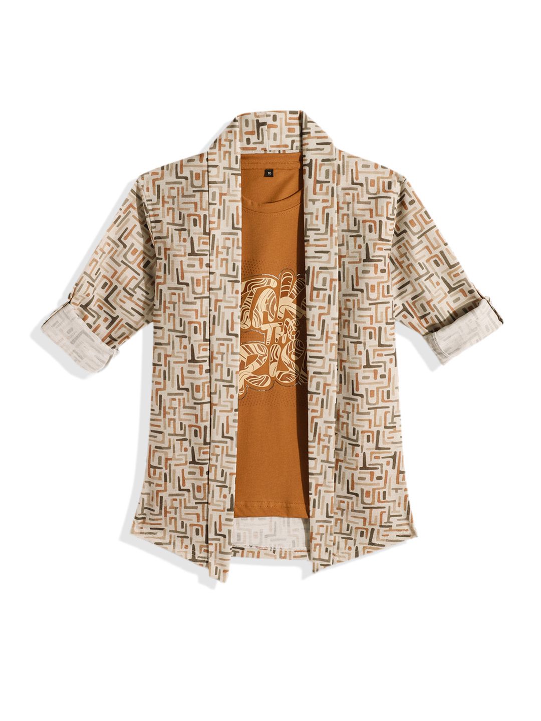 CHARCHIT Boys Coffee Shrug with T-shirt Printed Full Sleeve