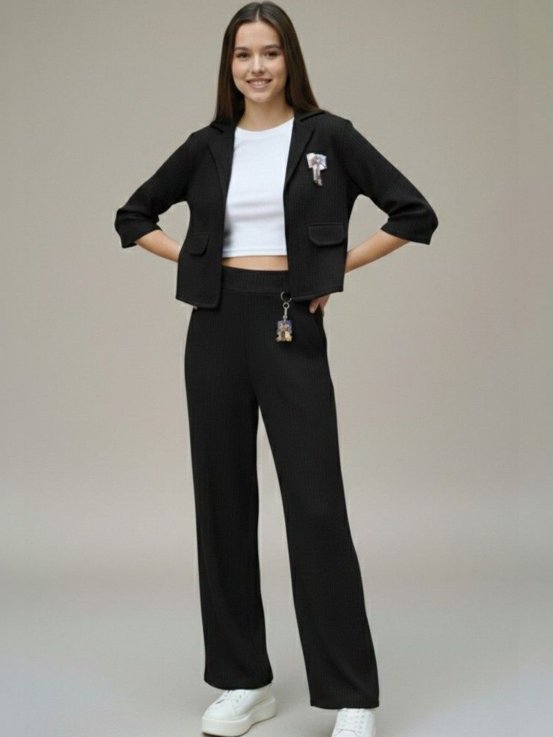 Buy NEYSA Self Design Blazer With Trousers & Jacket -  - Apparel for Girls