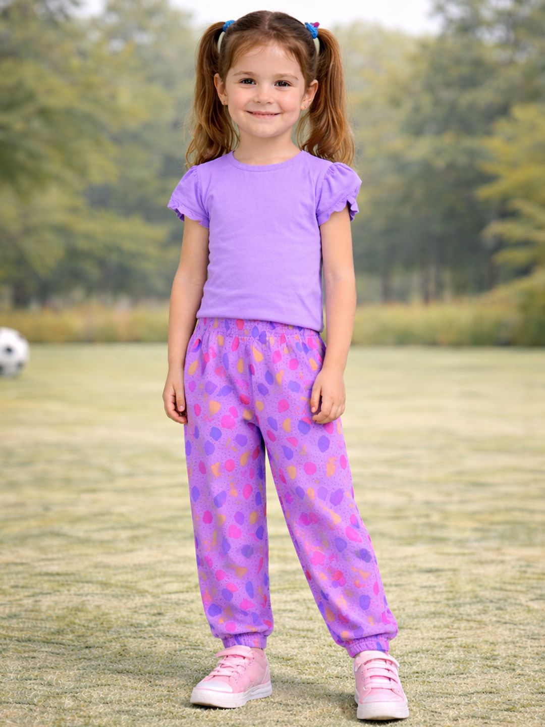 Girls Pack Of 5 Printed Pure Cotton Mid-Rise Joggers 3